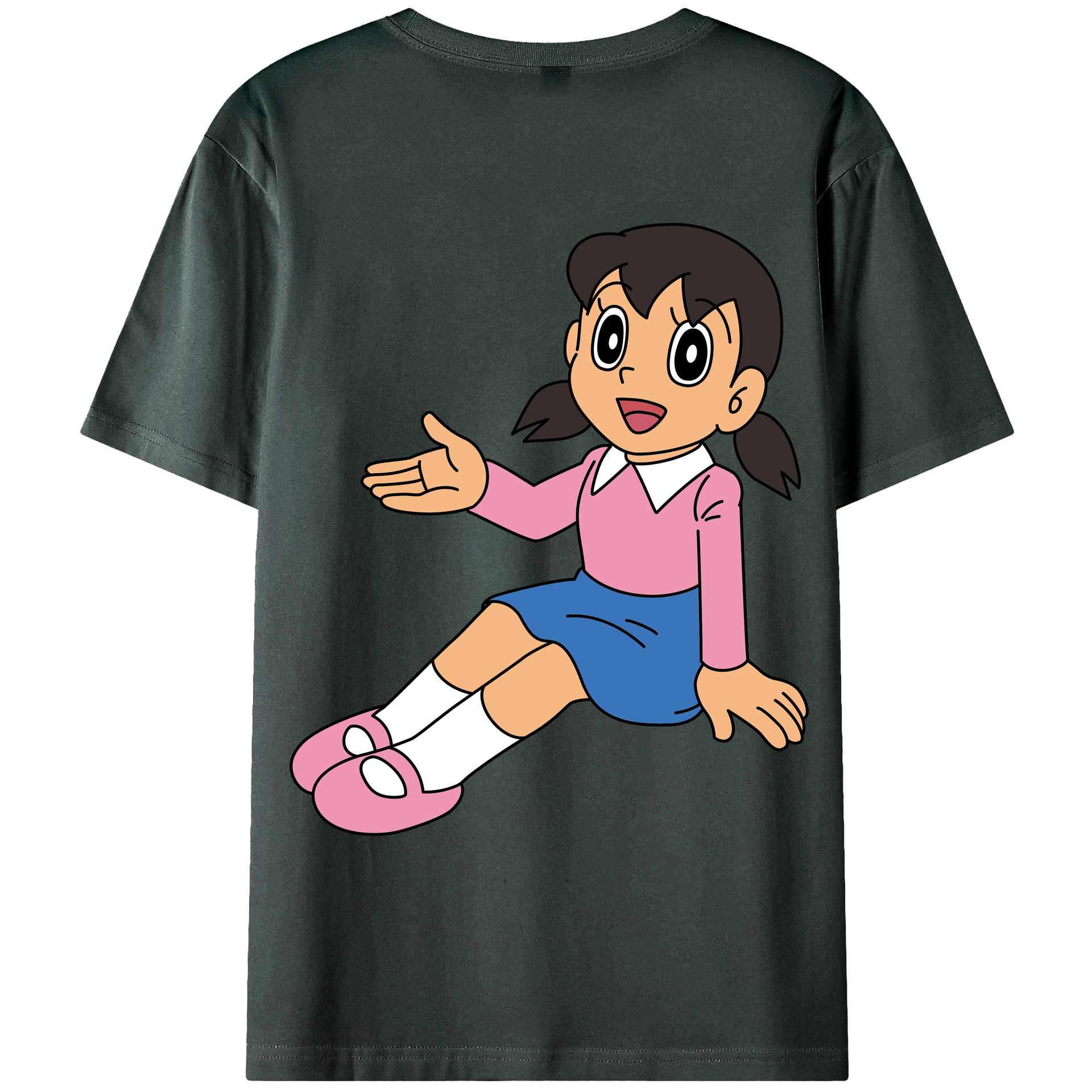 （画像用） ドラえもん みなもと しずか Doraemon Shizuka Minamoto 綿100％ メンズ半袖Tシャツ（バックプリント） 通気性